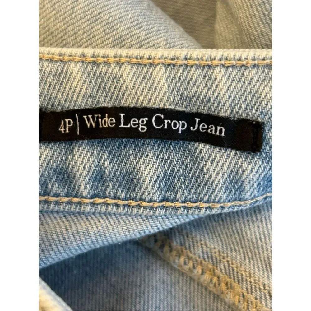 Talbots Wide-leg Crop Jean 4 Petite Fringe Detail  Maui Wash - Picture 7 of 10